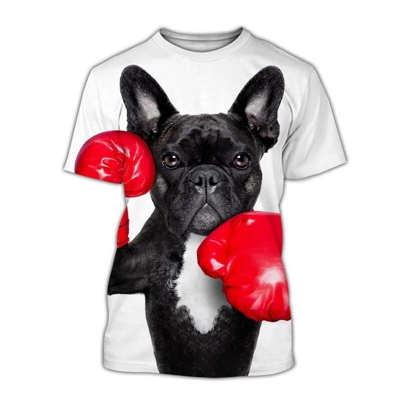 Boxerský pes Tričko s 3D potiskem Ležérní Móda Pánské Krátký rukáv Legrační mops Tričko Shiba Inu s kulatým výstřihem Roztomilá dětská trička