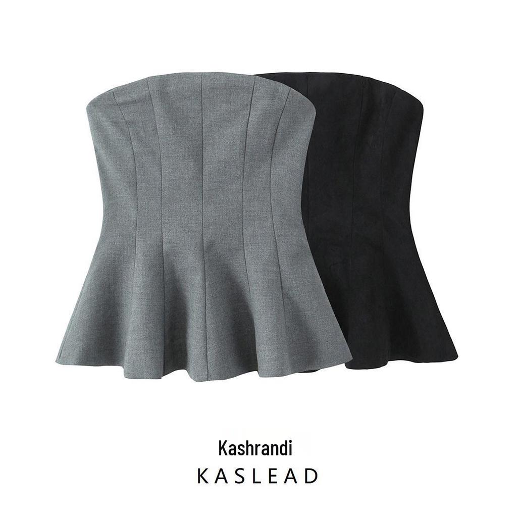 2024 Winter Women's European & American Style Fashion: Simple Short Skirt & Bandeau Top