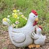 Decorative Hen Figure with Chick, Sculpting Face and Wing Detail, Resin Small Planter Pot for Farm Theme Farmhouses Shelf, Cabinet, or Garden Patios