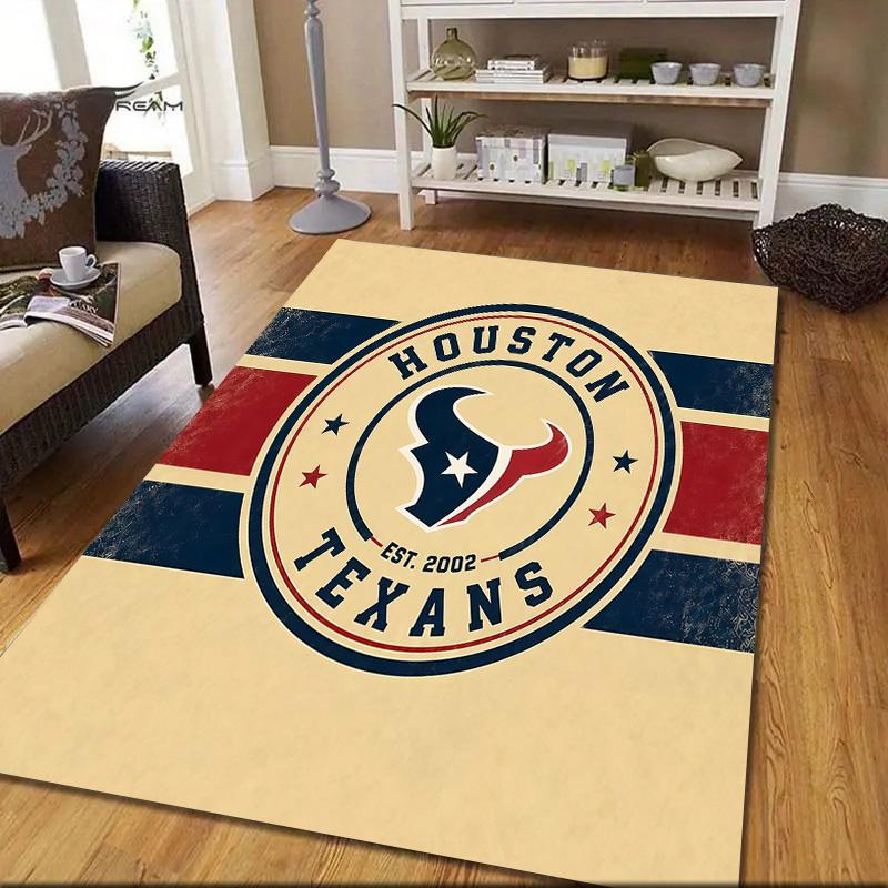 Houston Texans Flannel Pattern Square Carpet,Area Rug,Carpet Rug for Living Room Bedroom Sofa Playroom Decor,Non-slip Floor Mat