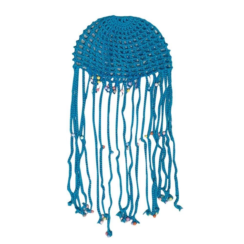 Y2k Knitted Hat Handmade Skullies Hat Breathable Beret Cap  for Women