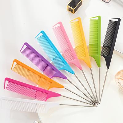 1pcs Multicolor Professional Pointed Tail Hair Comb Anti-Static Dyeing Brush Barber Steel Needle Comb Salon Hairstylist Accessories
