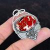 Kingman red mohave copper turquoise pendant gemstone handmade jewelry 925 sterling silver pendant anniversary gifts antique silver jewelry