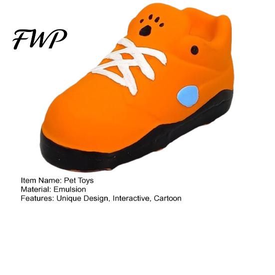 Natural Rubber Dog Toys for Aggressive Chewers Cartoon Shoe Squeaky Toy, Funny Sneaker Shape Chew Toy Soft Elastic Teething Dogs Small Medium