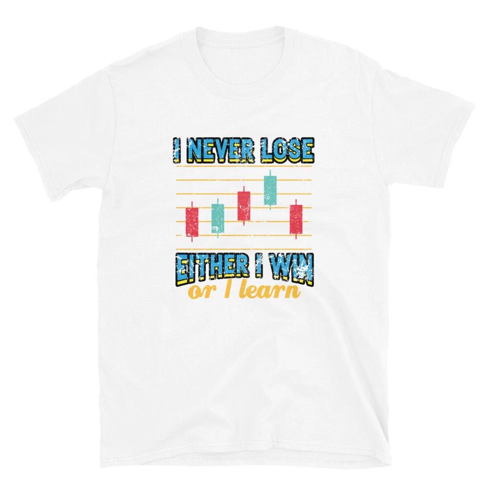 I Never Lose either I Win or Learn Retro T- Shirt black outline vintage Tee S