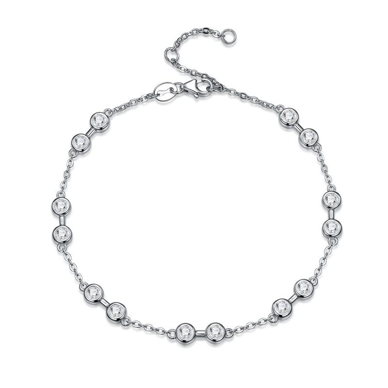 Elegant Sterling Geometric Moissanite Bracelet Women Lightweight Luxury Jewelry With 14x3mm Lab-Created Stones