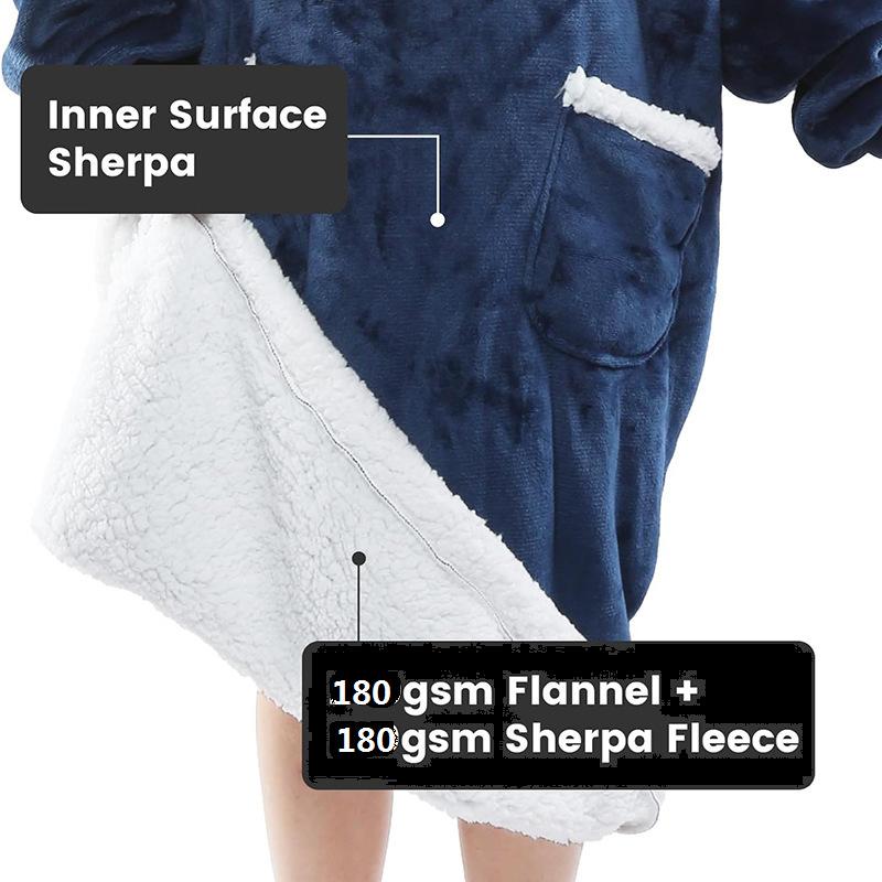 1pcs Hooded Flannel Wearable Blanket Oversized Long Lazy TV Blanket for Home with Fleece Ultra Comfortable Household Supplies