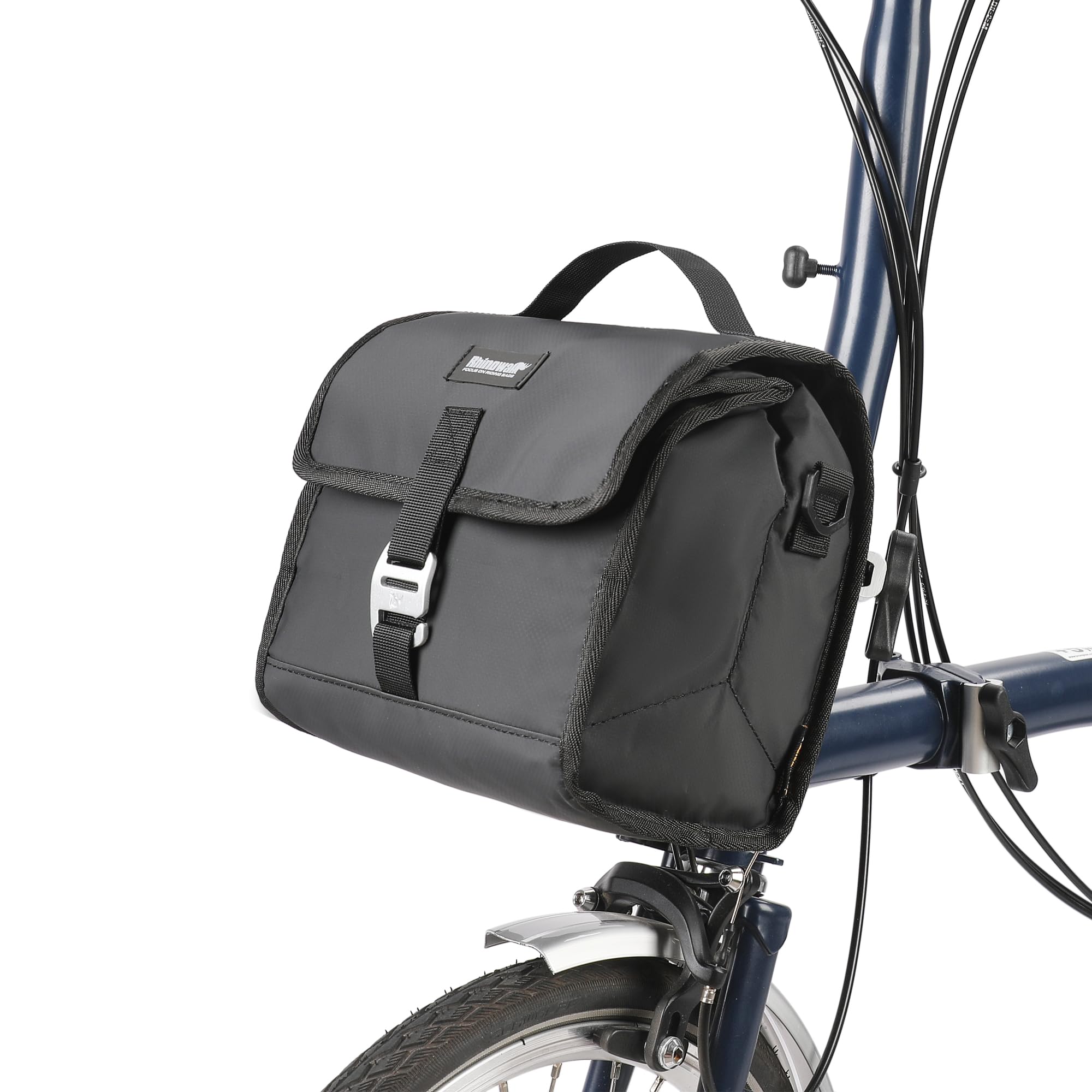Передняя сумка Rhinowalk для велосипеда Brompton, Термосумка для обеда, Большая вместимость, Регулируемая, Водонепроницаемый чехол от дождя, Легкая установка, Совместима с Brompton,