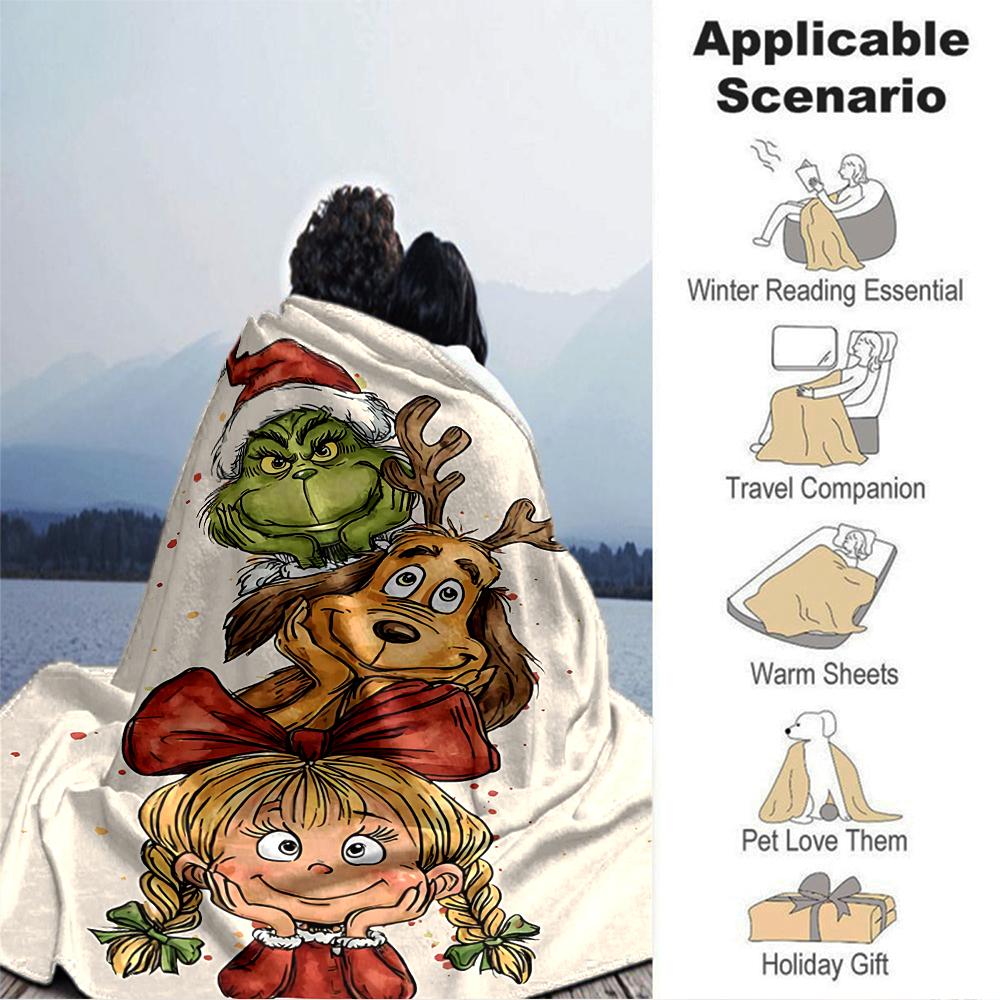 Christmas Characters Stack Blanket Soft Throw Blanket For Home Bedroom Bed Sofa Travel Office Solid Christmas Blanket