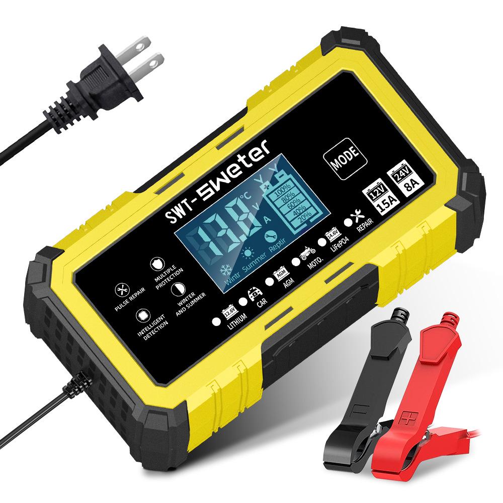 12/24V 15A High Current Smart Charger for Lead-Acid & Lithium-Iron Batteries
