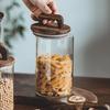 Barattolo da cucina giapponese: Cereali Integrali, Buccia di Mandarino Essiccata, Chicchi di Caffè - Contenitore in Vetro con Coperchio in Legno Massello, Grande Capacità, Varie Misure