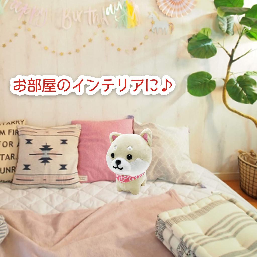Traveling Mameshiba Mascot Shiba Soothing Cushion, Cute, Squishy, Fluffy, Inu, Mameshiba, (White, Mameko/Size L)