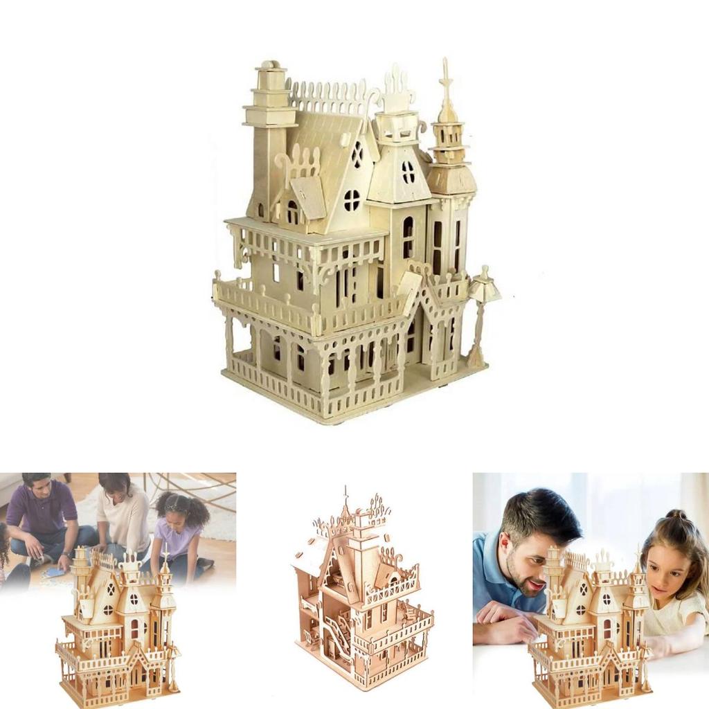 Dreamy Villa Wooden 3d Puzzle Set Ideal For Children Engaging Diy Activity For Family Fun