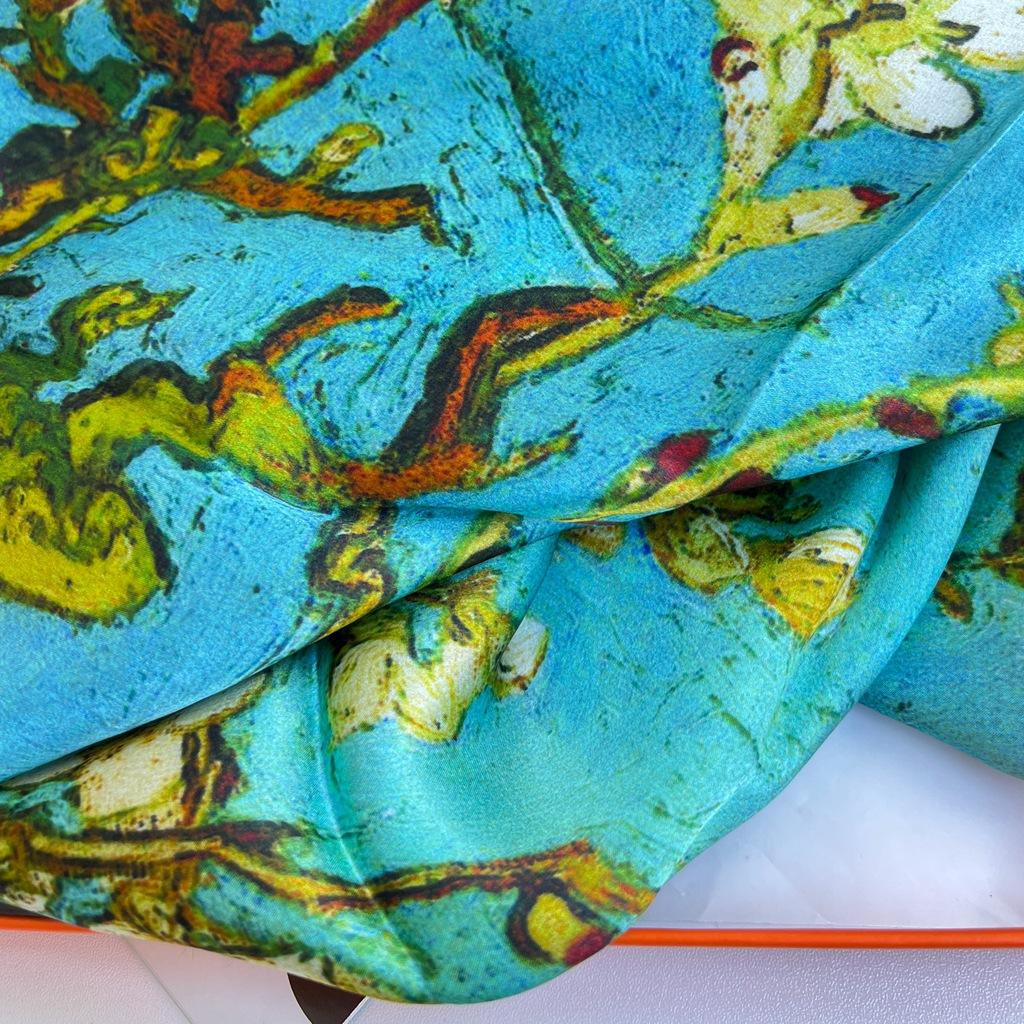 Van Gogh Famous Painting Series Silk Mulberry Silk Square Scarf Gift Silk Scarf Professional Scarf Scarf Female