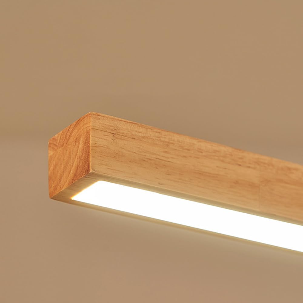 Chandelier , Wood Linear Pendant Light LED Lighting Fixture Wooden Chandelier Dining Room Ceiling Suspension Hanging Light Adjustable Island Lights