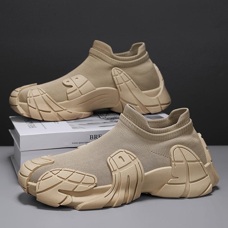 Flying Woven Socks Shoes Men's 2024 New Summer Men's Shoes Sports Trendy Shoes Teen Students Platform Mecha Shoes