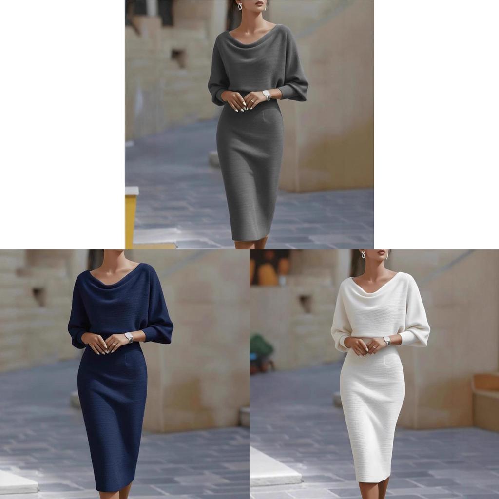 Dress 2025 Spring Knit Fabric Slim Fit Irregular Hem For Casual Wear