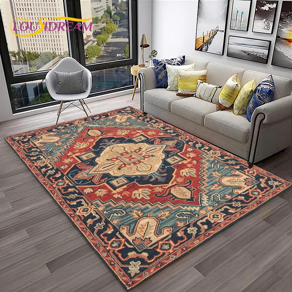 Turkey Bohemian Persian Flower Carpet Rug for Home Living Room Bedroom Sofa Doormat Kitchen Decor,Area Rug Non-slip Floor Mat
