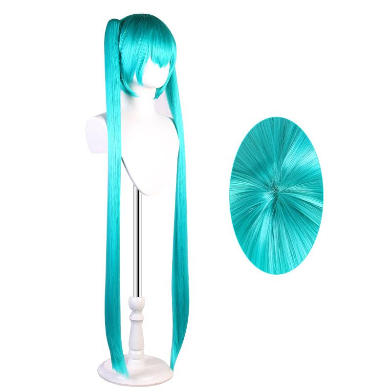110 cm Hatsune Miku Cosplay Peruka Długie odporne na ciepło Syntetyczne Spinki do włosów Kucyki Peruki Lolita Halloween Peruka Prop Akcesoria Prezenty