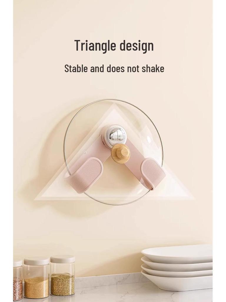 Nástěnný otočný organizér na poklice s přísavkou, kuchyňský úložný regál bez vrtání pro zavěšení a krájecích desek.