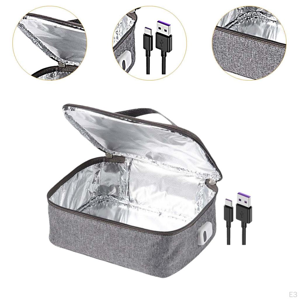 Compact USB Food Warmer with Handle, Lunch Heating Bag for Travel And Outdoor Use