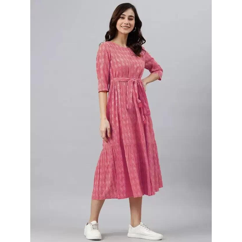 Kobiety Ubrania Imprezowe Dopasowana i Rozkloszowana Sukienka Kurta Top Tunika Mieszanka Bawełny Kurta Kurti VAF-521