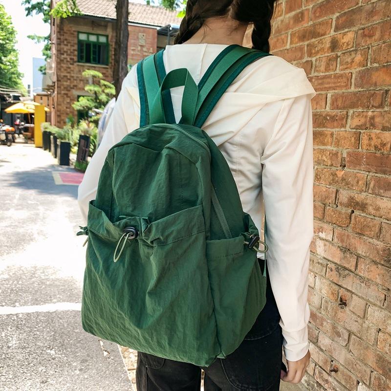 Schoolbag: Japanese retro backpack, large capacity for junior high students, girls, versatile solid color travel backpack, men's college student