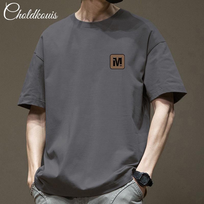 

Short Sleeved T-shirt for Men High Street Trendy Brand Breathable T-shirts Pure Cotton Loose Fit Plus Size Pullover 3XL