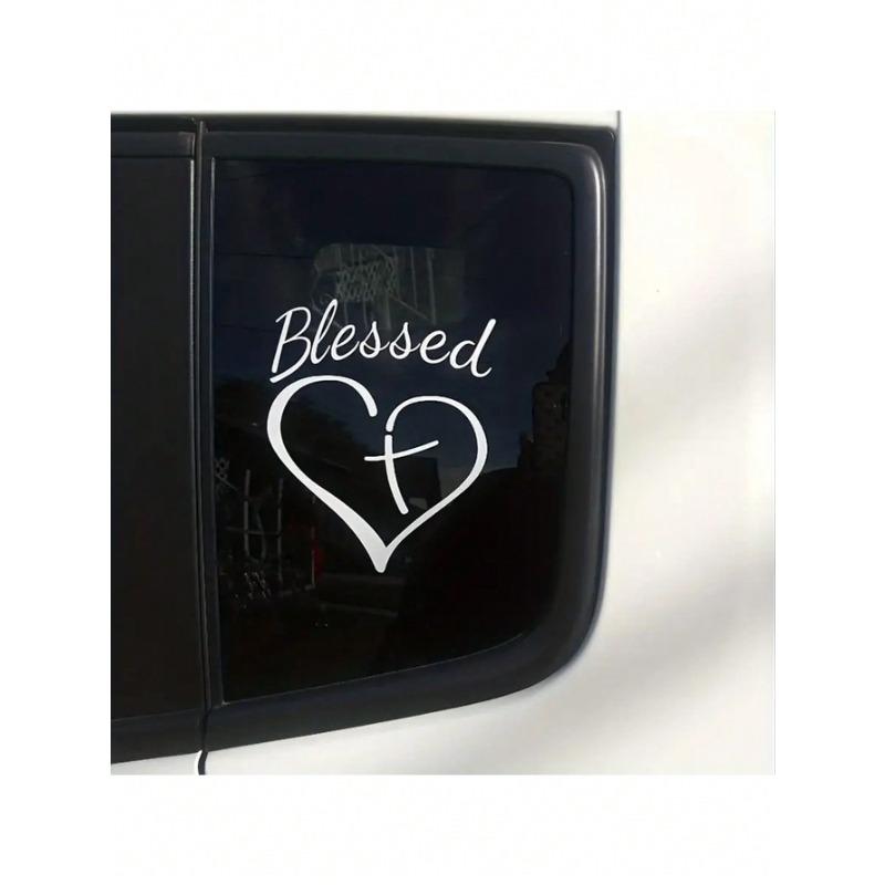 Show Your Faith with This Stylish Heart and Cross Decal Sticker for Cars, Trucks, and Laptops!