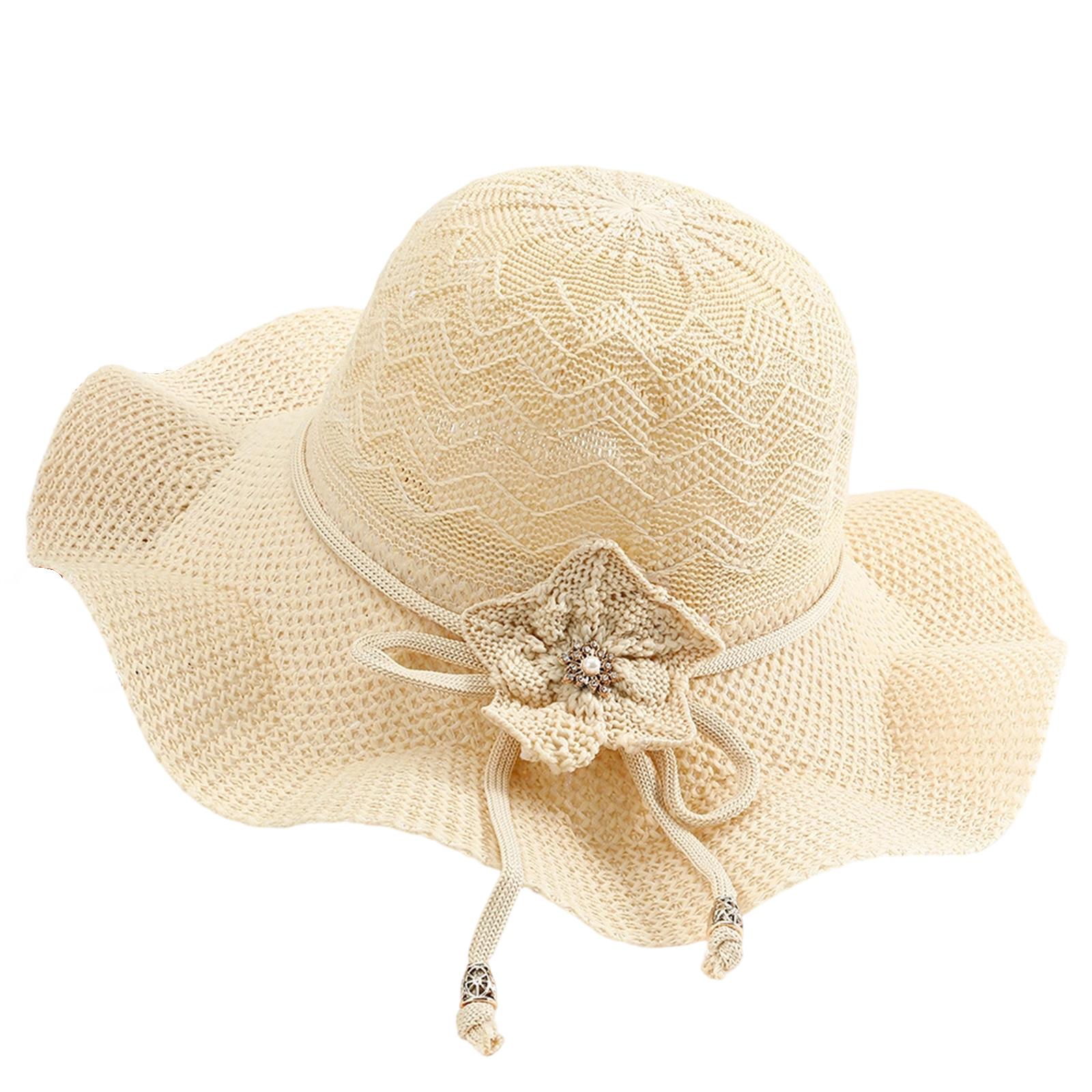 

Ladies Fashionable Flower Sun Hat, Breathable And Fashionable Beach Hat One Size жовтий