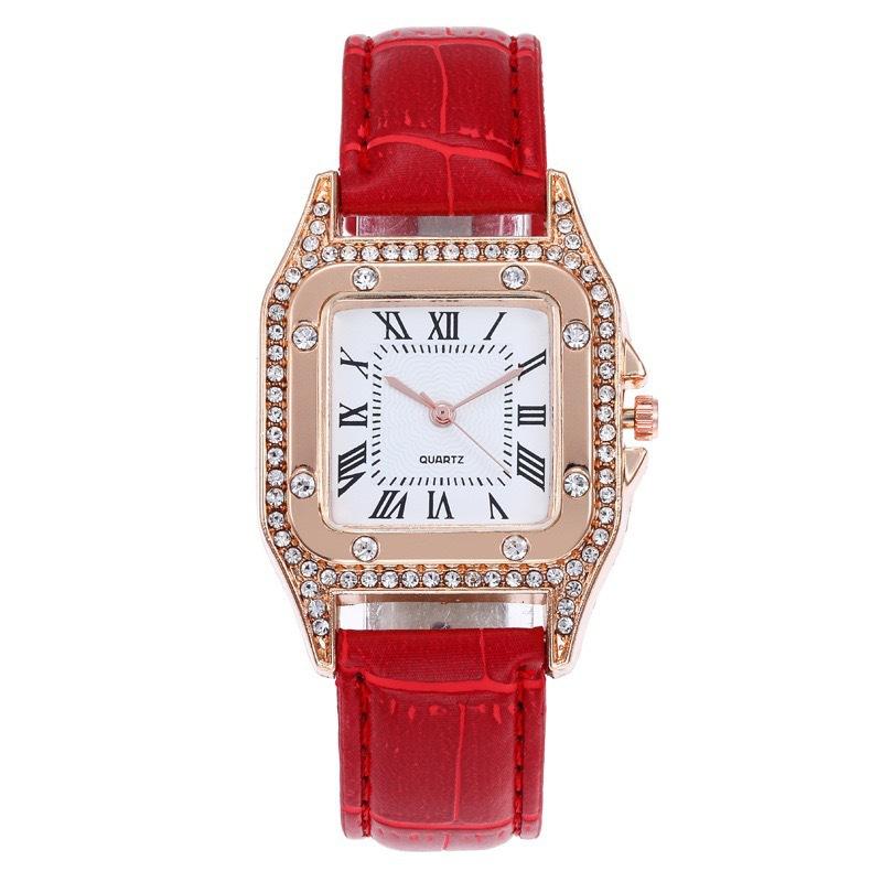 

Watches Women S Fashion Watches Square Diamond Belt Quartz Watches Women S Watches красный