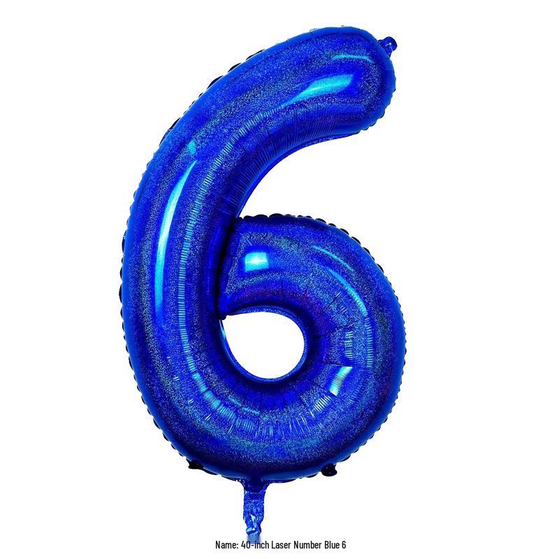 Large 40-Inch Navy Blue Laser Number Foil Balloon for Birthday Decoration