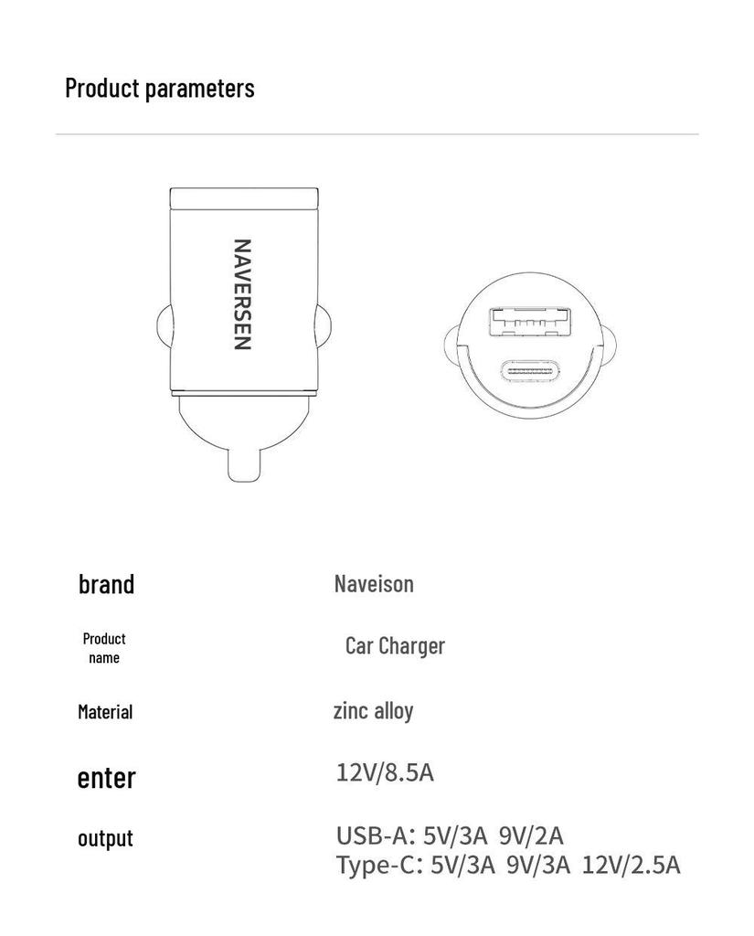 30W Dual-Port USB Type-C Car Charger for Apple and Huawei Devices