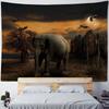 Bohemian Elephant Art Tapestry Sunrise Sunset Forest Landscape Home Decoration Wall Hanging Hippie Living Room Background Cloth