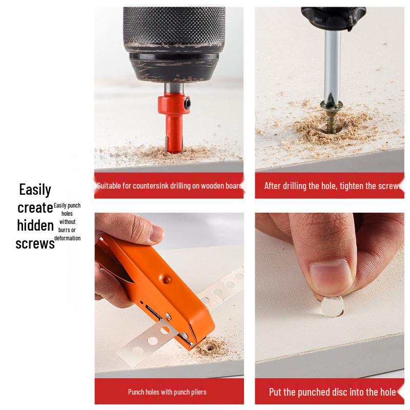 Edge Banding Hole Puncher: 8/10/12/15mm Woodworking Tool for Countersink Screw Hole Covers