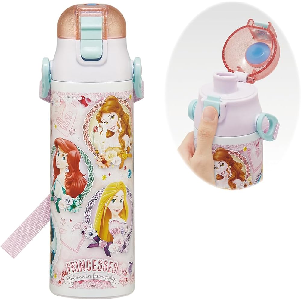 Skater Disney Princess Stainless Steel Water Bottle 580ml Lightweight Kids Sports Bottle