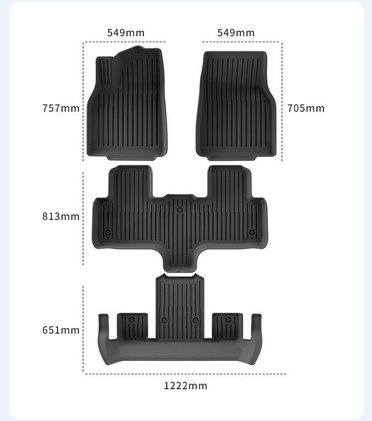 25 Tesla Model YL Floor Mats - Dirt-Resistant, Waterproof TPE Mats