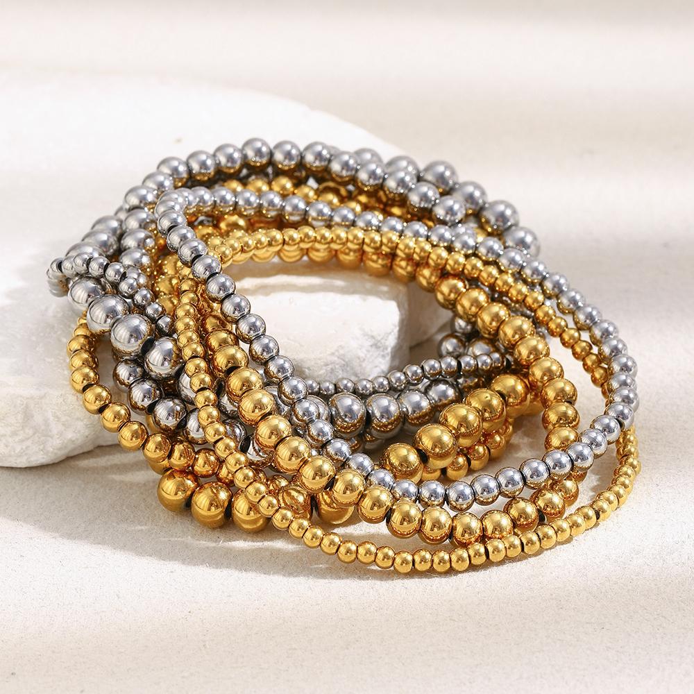 MamacitaSlay Pulsera Elástica de Cuentas de Acero Inoxidable 316L Chapada en Oro de 18 Quilates Pulsera Impermeable para la Muñeca Joyería de Alta Calidad Pulsera Regalos