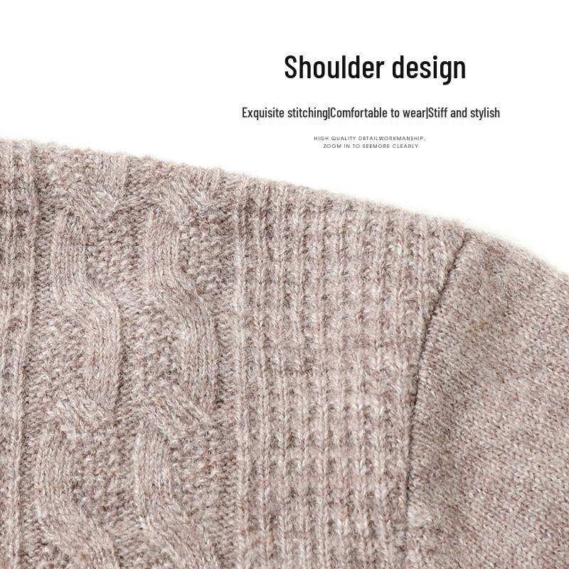 SHANSHAN Men's 100% Wool Round Neck Striped Pullover Sweater