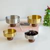 Stainless Steel Round Wood Base Dessert Cup & Bowl Set