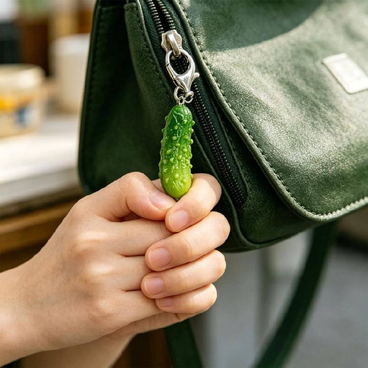 Creative Pickle Themed Keychain Amusing Cucumber Shape Keyrings Adornment Thoughtful Gift For Special Occasions