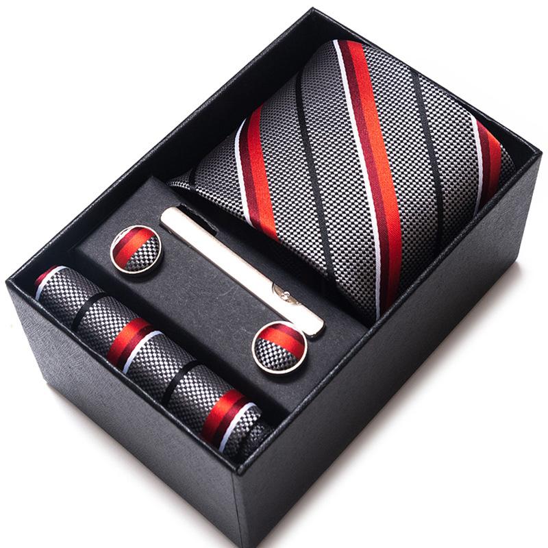 Gift Box Men'S 8Cm Tie Business Dress Jacquard Yarn Business Career Tie Set Men