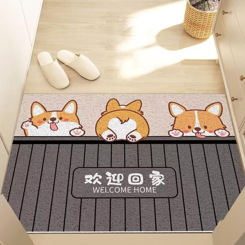 Cartoon Silk Circle Floor Mat Entering The Door, Porch Foot Mat Household Cute Mat Entering The Door, Rubbing Soil And Wear-Resistant Carpet