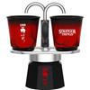 Cafetiere italienne - BIALETTI - Set Mini express - Collection Stranger Things - Avec 2 tasses thermosensibles - Noir / Rouge