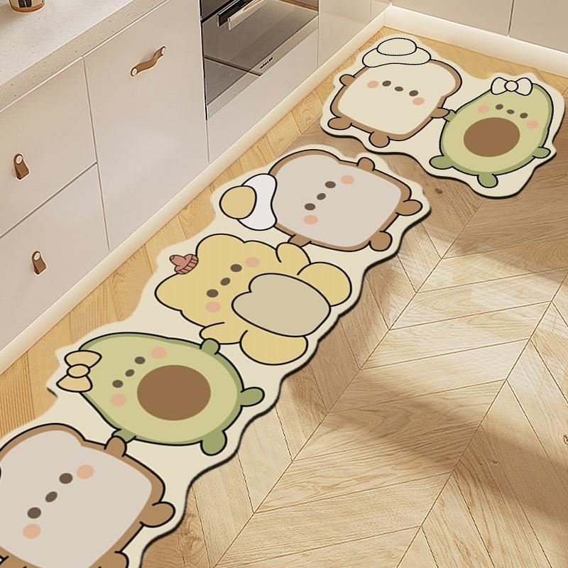 Cartoon Anti-Slip Kitchen Floor Mat Entrance Doormat Washable Door Rugs Hotel Living Room Carpet Bathroom Home Decoration Mats