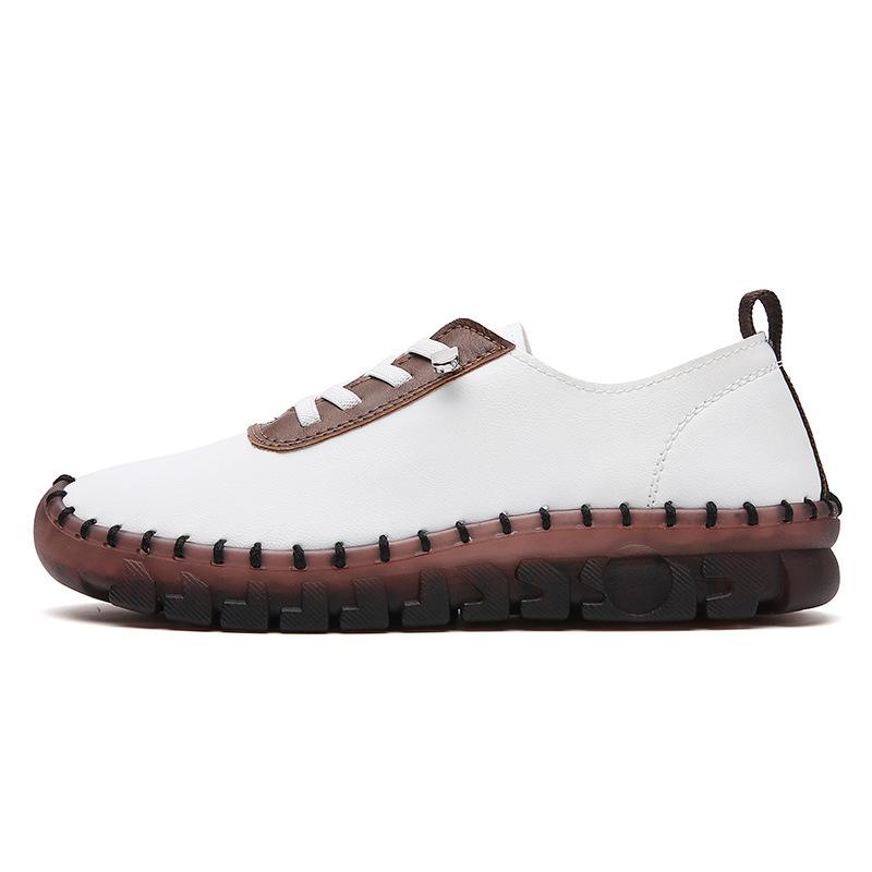 Pure hand-stitched large size student shoes flat single shoes casual shoes 35 белый