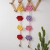 Yousheng Braided Triangles Tapestry with Bell, Wall Hanging Geometric Tapestry, Knotted Rope Tapestry with Wooden Beads for Home Nursery