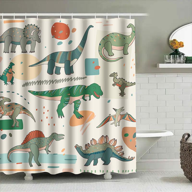 Cute Cartoon Dinosaurs Shower Curtain Home Decor Bathroom Decorative Waterproof 3D Printed Bath Rug Set