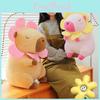 Adorable Pink And Brown Sunflower Capybara Plush Toy Soft Pillow For Kids And Girls
