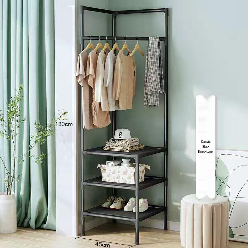 Multifunctional Corner Storage Rack for Clothes and Shoes – Detachable, Wall-Mounted Shelf for Bedroom